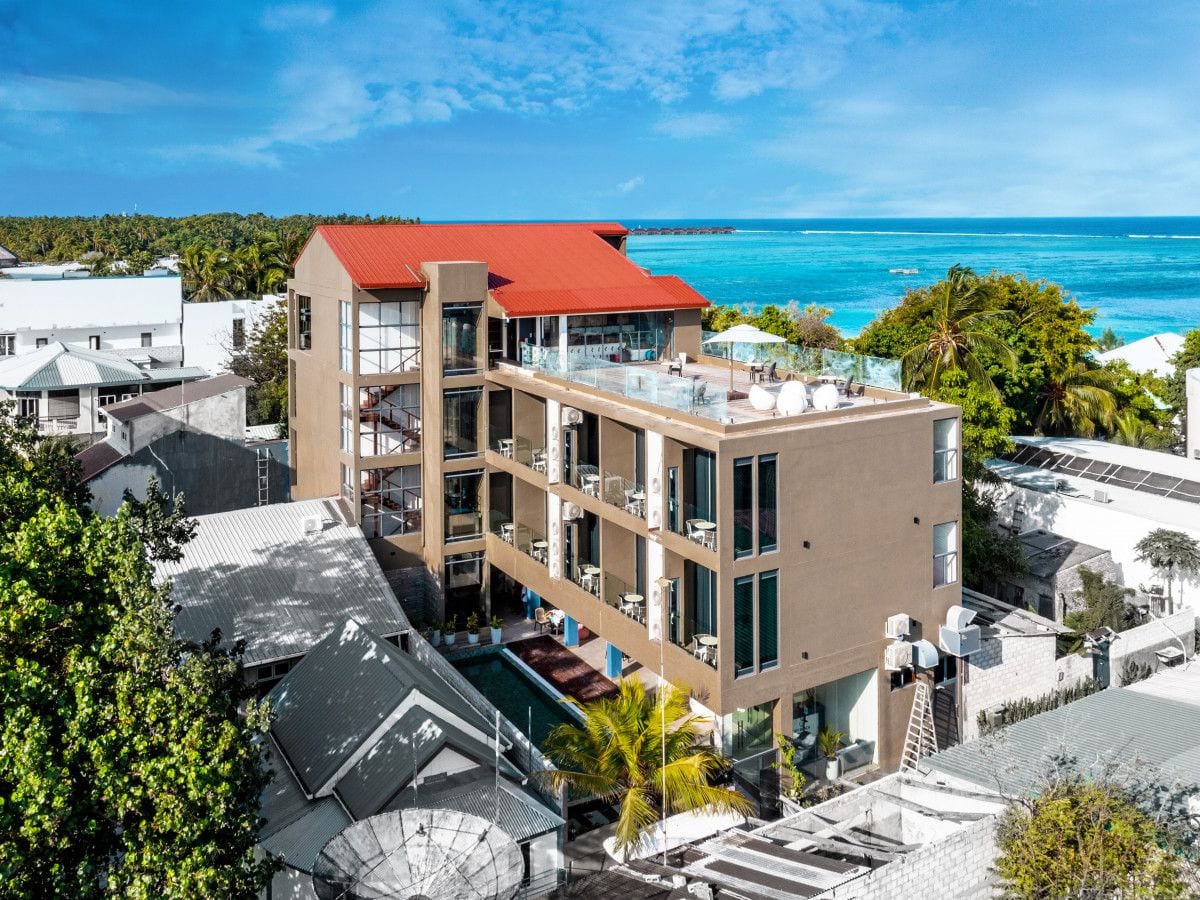 Sky Beach Maldives Dhiffushi pool and beachfront facade